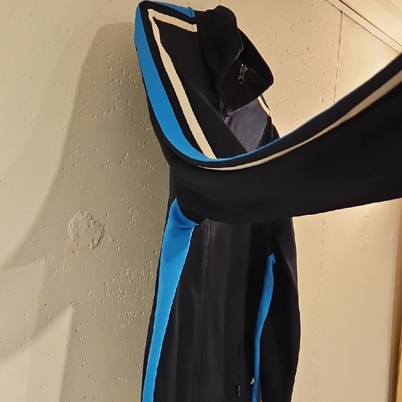 Black Track Jacket w/ Blue & White Accents - Picture 3 of 4